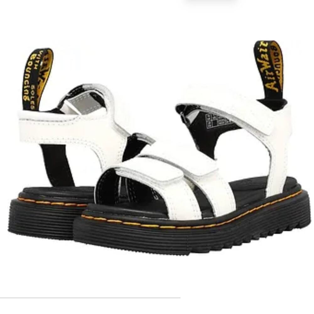 NWOT Dr. Marten’s White Klaire Junior Hook & Loop Double Strap Sandals Size 2